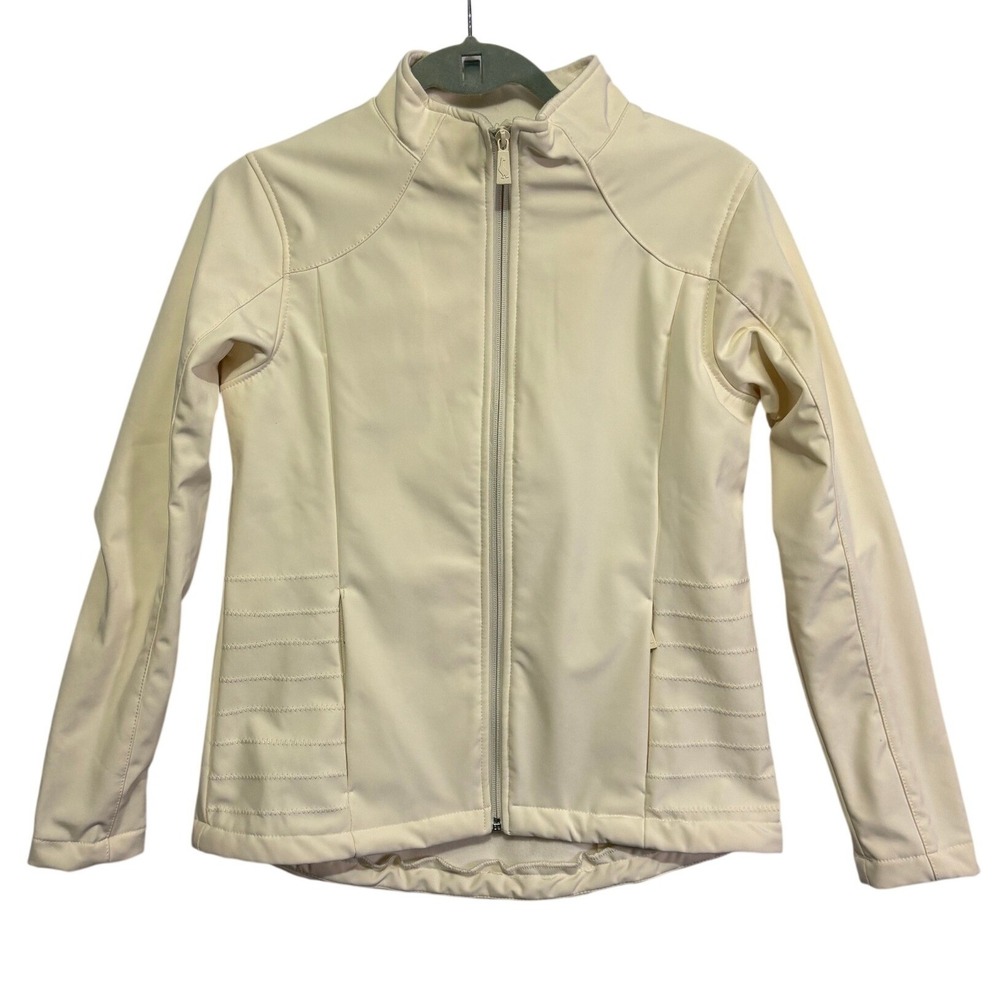 Sporto Womens Cream Softshell Fleece Lined Full Zip Jacket XS Ivory Mock Neck